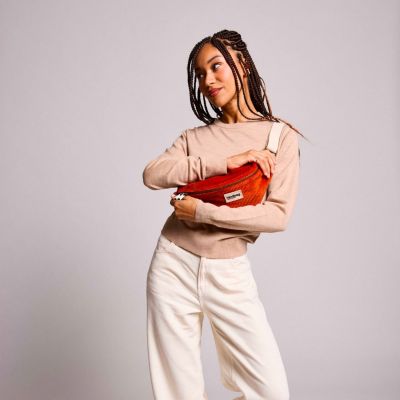 Sac banane Olivia Velours Brique