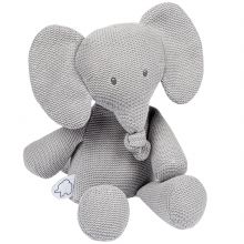 Peluche en tricot Tembo l'éléphant gris (32 cm)  par Nattou