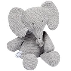 Peluche en tricot Tembo l'éléphant gris (32 cm)