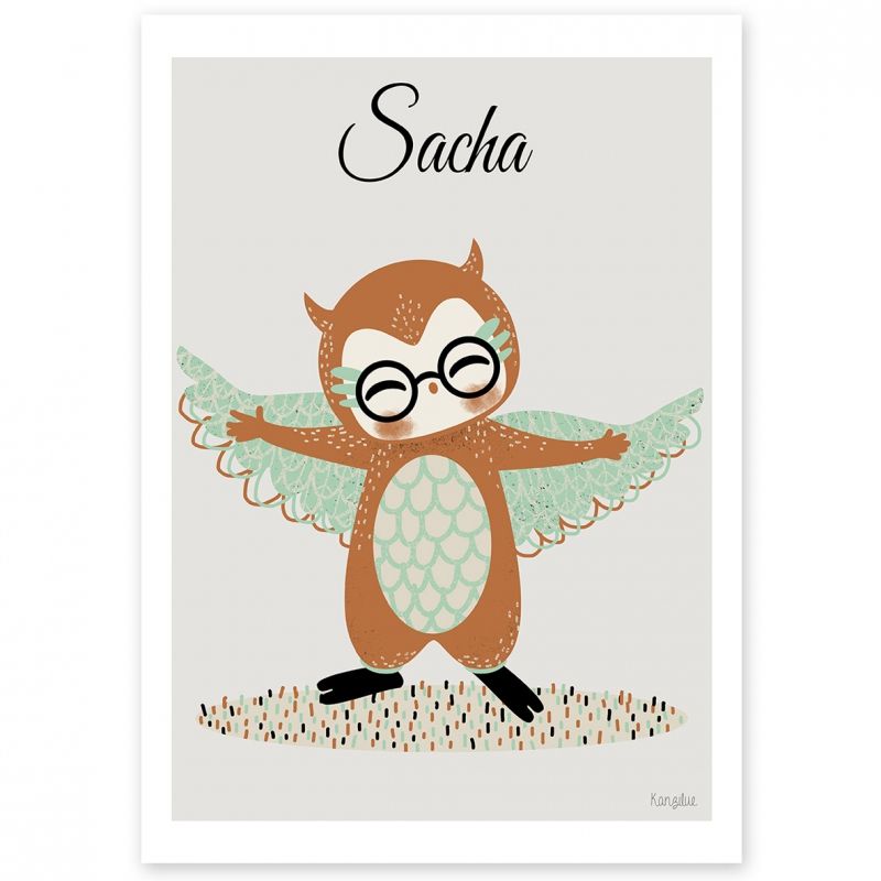 Affiche A4 Les adorables costumés Le hibou (personnalisable) Kanzilue