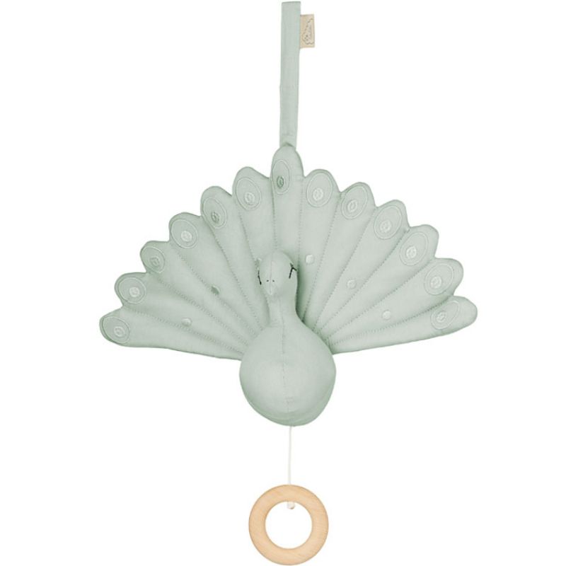 Mobile musical Paon vert sauge Cam Cam Copenhagen