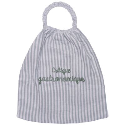 Serviette élastiquée critique gastronomique gaze de coton rayé vert de gris BB & Co