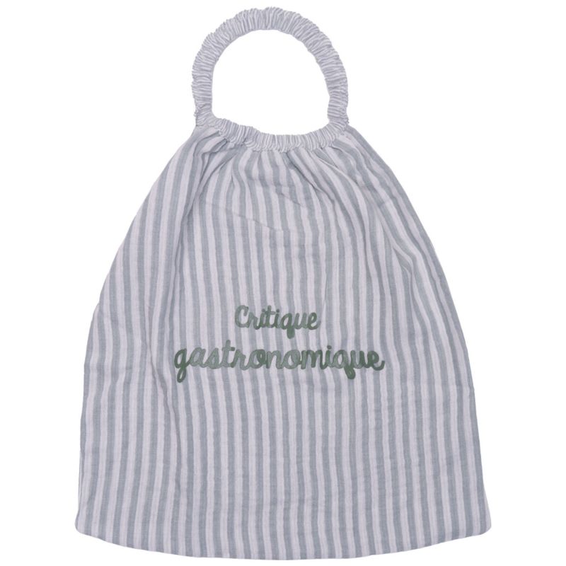 Serviette élastiquée critique gastronomique gaze de coton rayé vert de gris BB & Co Produit 1