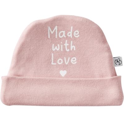 Bonnet de naissance Made with love rose thé  par BB & Co