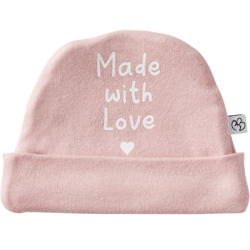 Bonnet de naissance Made with love rose thé BB & Co