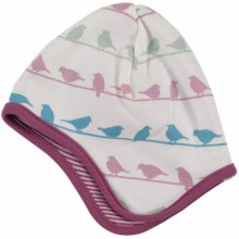 Bonnet réversible prune oiseaux colorés (0-5 mois)  par Pigeon