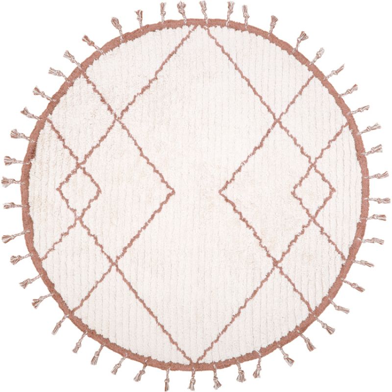Tapis lavable rond Côme écru et liège (120 cm) Nattiot