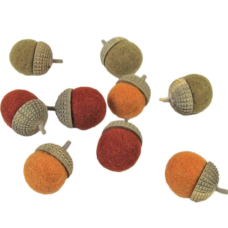 Lot de 9 glands en feutrine Automne Papoose