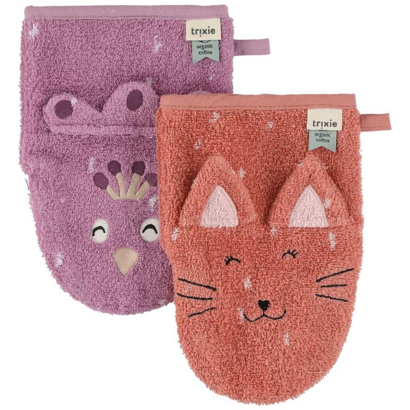 Lot de 2 gants de toilette Mrs. Cat et Mrs. Peacock Trixie Produit 1