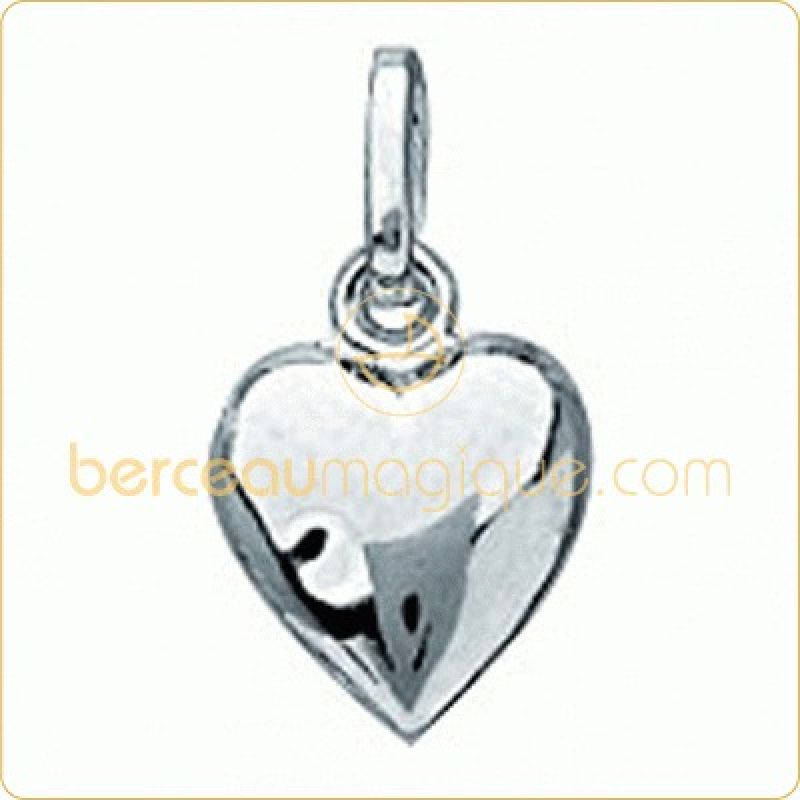 Pendentif coeur double coque (Or blanc) Berceau magique bijoux