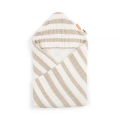 Cape de bain en coton biologique rayures sables (70 x 70 cm) - Done by Deer