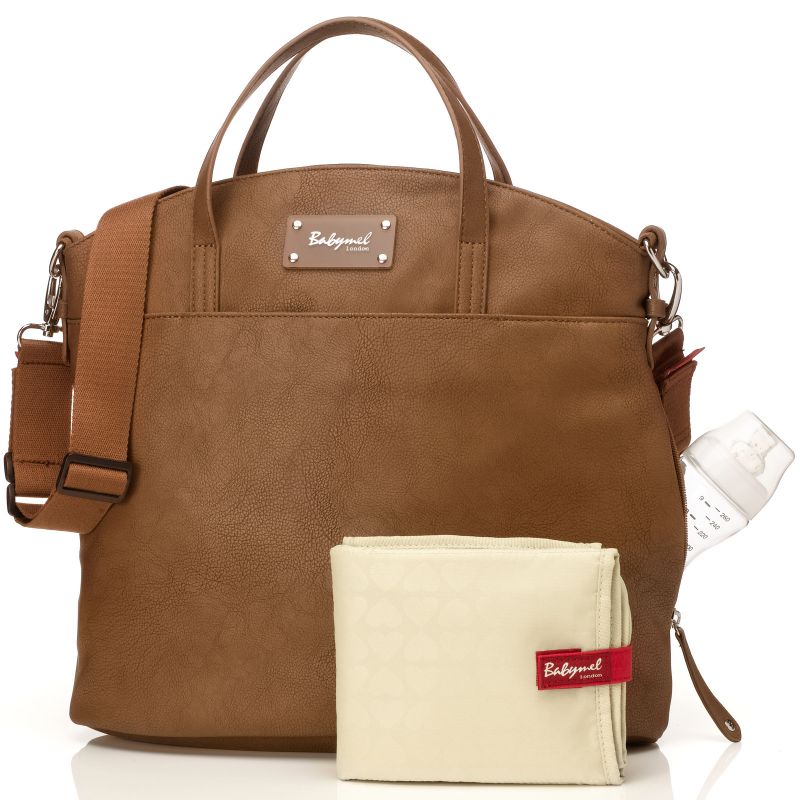 Sac à langer maman Grace en imitation cuir camel Babymel