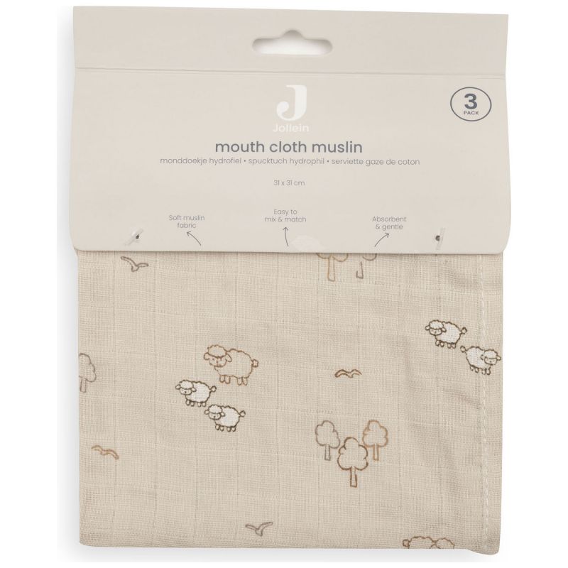 Lot de 3 mini langes Woolly (31 x 31 cm) Jollein Packaging 7