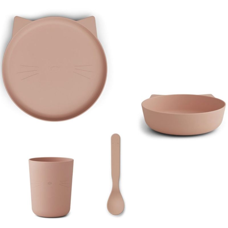 Coffret repas biodégradable Paul chat rose (4 pièces) Liewood