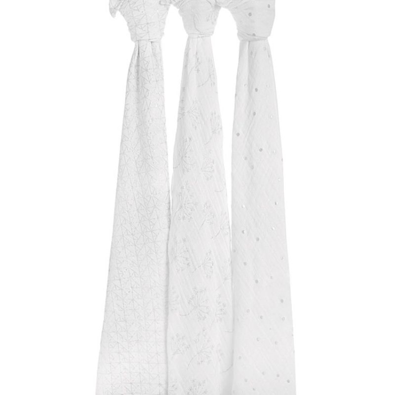 Lot de 3 maxi langes métalliques Silver deco (120 x 120 cm) aden + anais