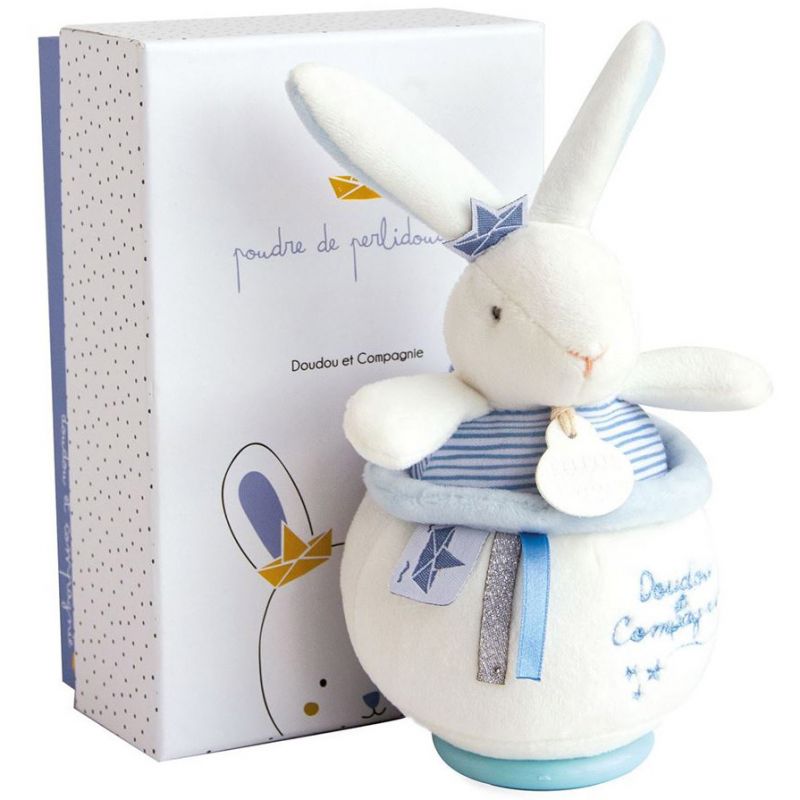 Coffret peluche musicale Lapin matelot Poudre de Perlidoudou (14 cm) Doudou et Compagnie
