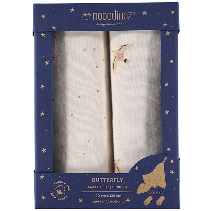 Lot de 2 maxi langes Haiku birds (100 x 120 cm) Nobodinoz