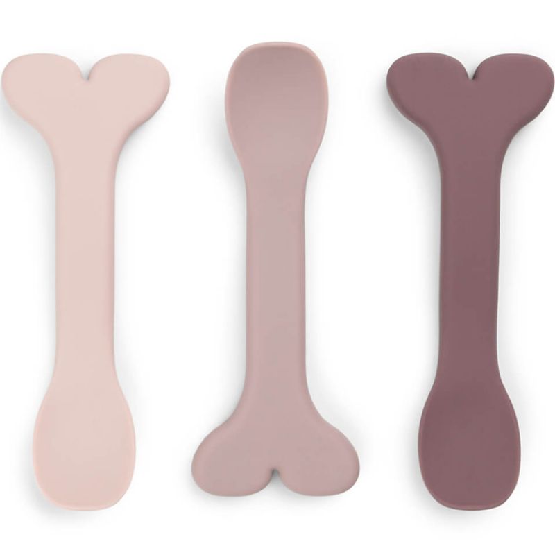 Lot de 3 cuillères bébé en silicone Wally rose Done by Deer