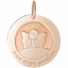 Médaille de naissance Ange Gardien personnalisable 18 mm (or rose 750°)  par Je t'Ador
