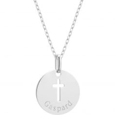 Collier chaîne croix ajourée personnalisable (argent 925) - Petits trésors