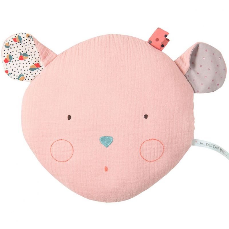 Coussin tête de souris rose Les jolis trop beaux (22 x 24 cm) Moulin Roty
