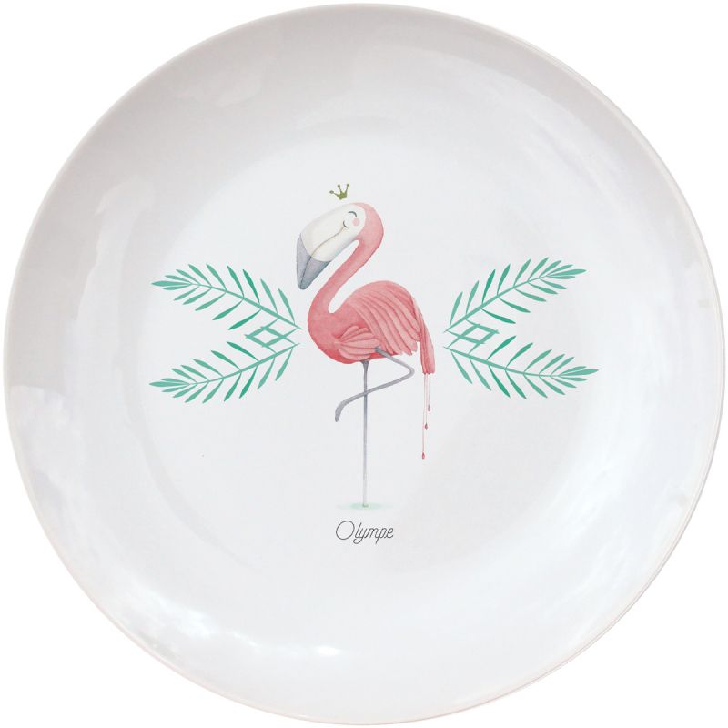 Assiette en porcelaine Flamant rose (personnalisable) Gaëlle Duval