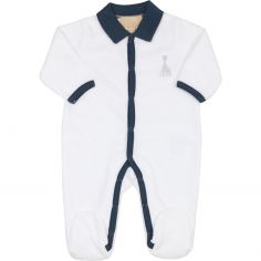 Pyjama en velours blanc Sophie la girafe (naissance) - Trois Kilos Sept