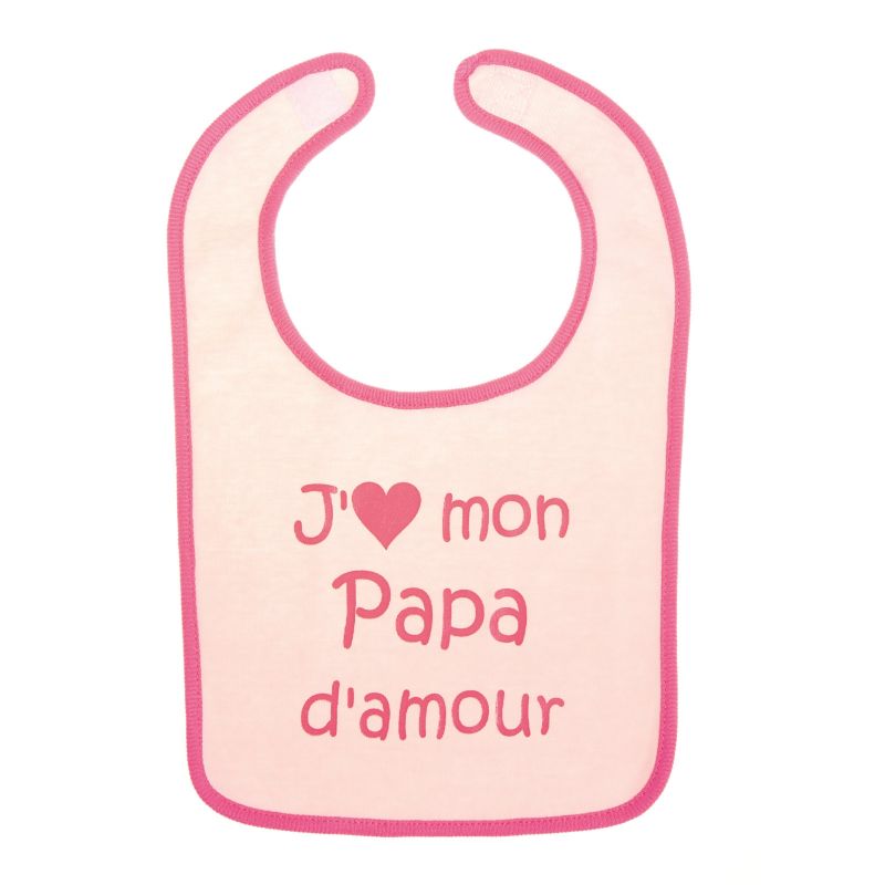 Bavoir ''J'aime mon papa d'amour'' rose et fushia   BB & Co