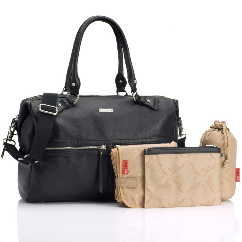 Sac à langer en cuir maman Caroline Black Storksak