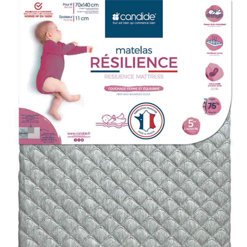 Matelas de lit bébé Résilience déhoussable (140 x 70 cm) Candide