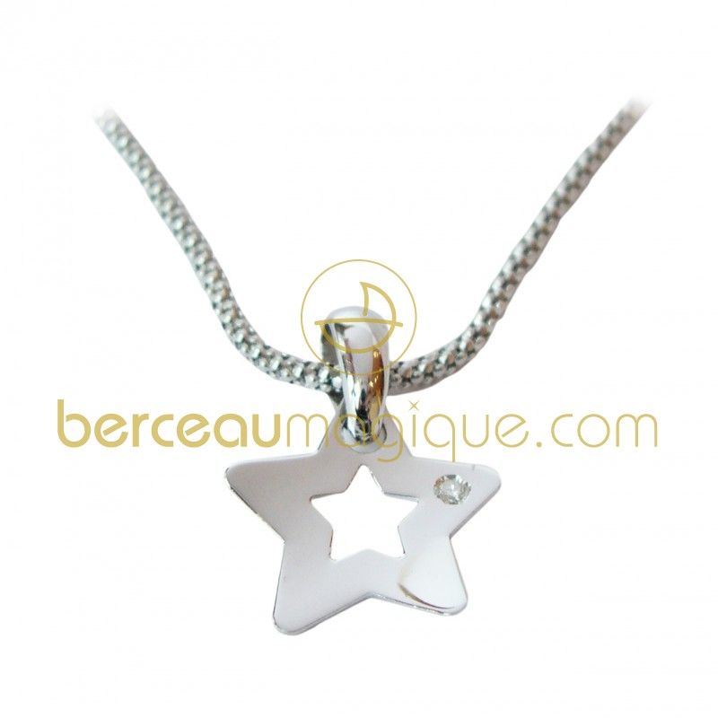 Chaîne et pendentif étoile (or Blanc) Monnaie de Paris