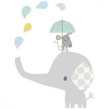 Sticker éléphant et souris Smile, It's raining by Dawn Machell  par Lilipinso