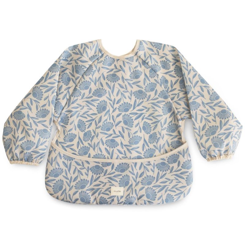 Bavoir à manches longues Blue Flowers (6-24 mois) Mushie Produit 1