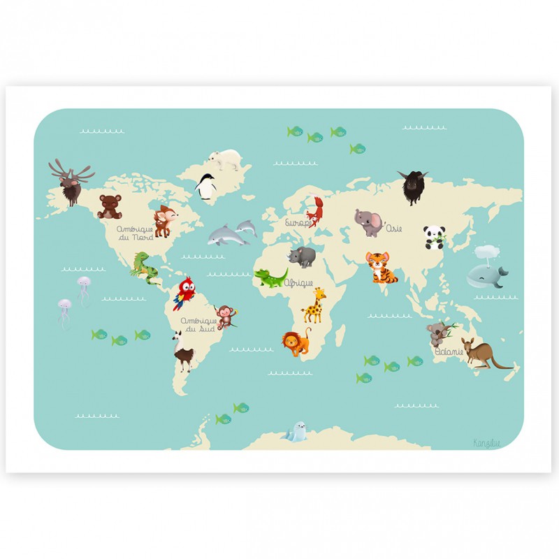 Affiche A3 Le monde des animaux Kanzilue