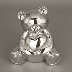 Tirelire ourson (métal argenté)