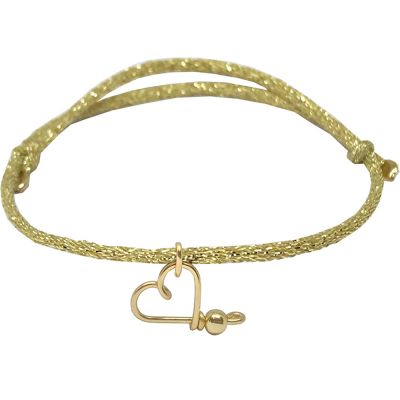bracelet cordon paillette mon petit cœur jaune (personnalisable)