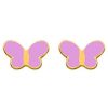 Boucles d'oreilles papillons laqué rose (or jaune 750°) - Berceau magique bijoux