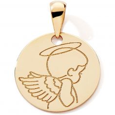 Médaille ronde Ange (or jaune 375°) - Baby bijoux