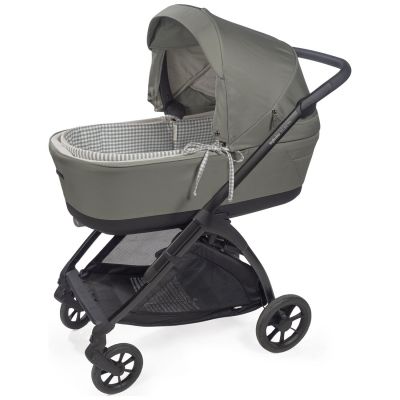 Housse de nacelle avec tiges et drap housse pour nacelle Praliné Vichy Rayures Matcha