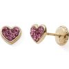 Boucles d'oreilles Coeur rose (or jaune 375°) - Baby bijoux
