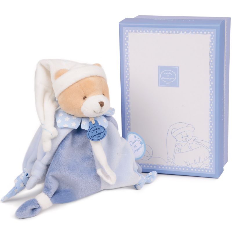 Coffret doudou attache sucette ours Petit chou bleu Doudou et Compagnie