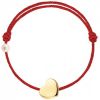 Bracelet cordon Coeur et perle rouge (or jaune 750°) - Claverin