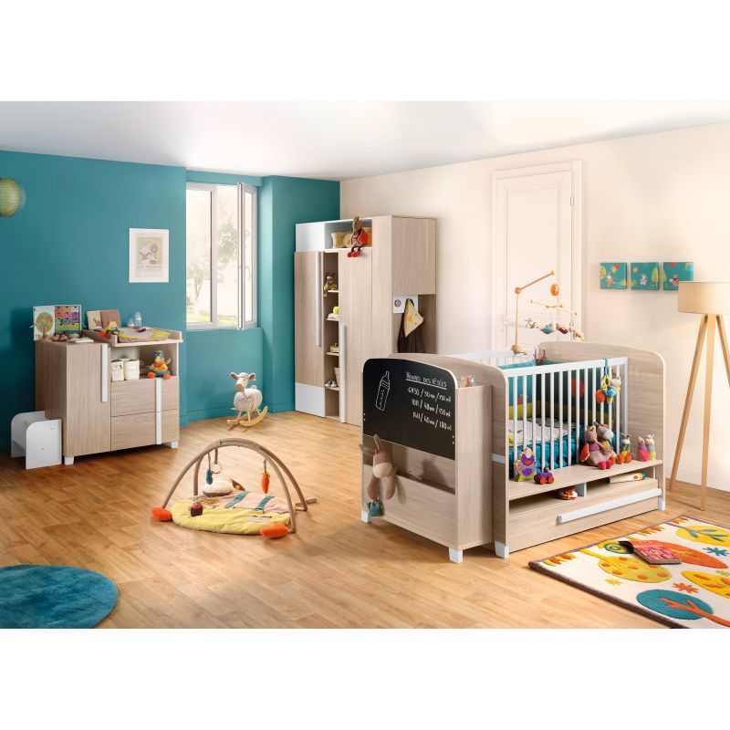 Pack trio Alpa Lit bébé Armoire et Commode Galipette