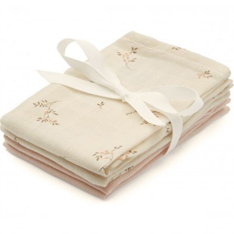 Lot de 4 gants de toilette en coton bio Ashley-Corail Cam Cam Copenhagen