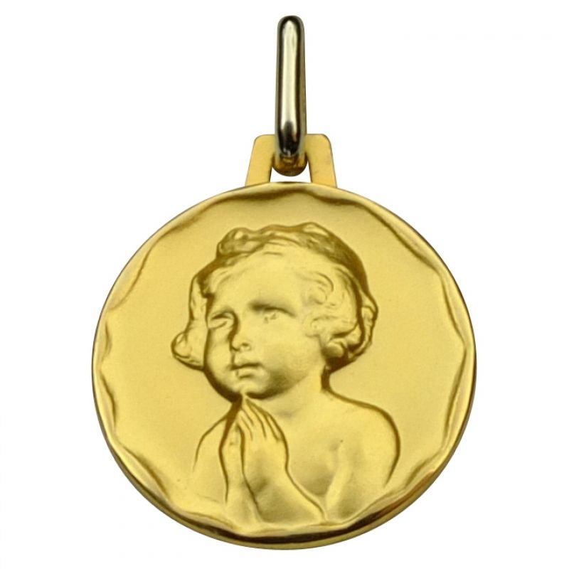 Médaille ronde Enfant à la prière 16 mm (or jaune 750°) Premiers Bijoux