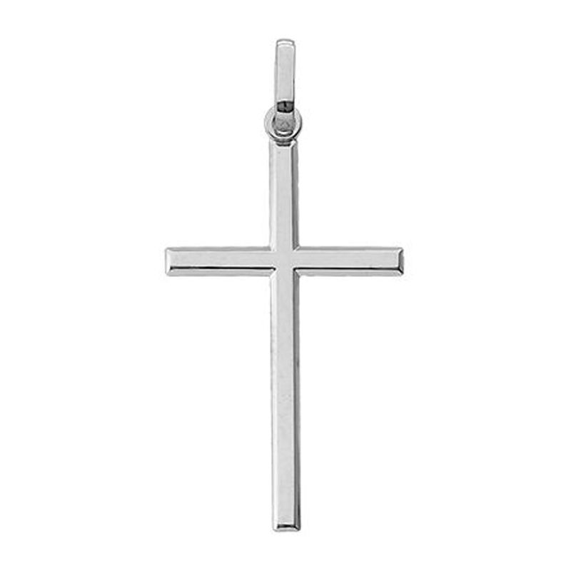 Croix fil carré (or blanc 375°) Berceau magique bijoux