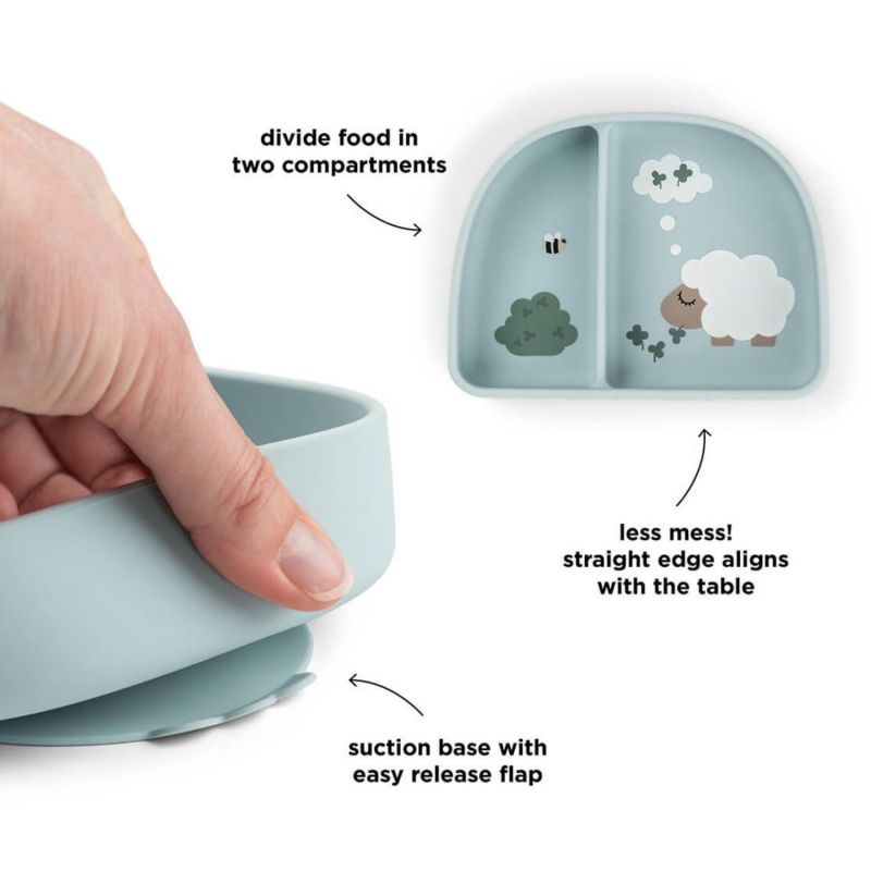 Bol à compartiments ventouse Tiny farm Bleu Done by Deer Produit 4