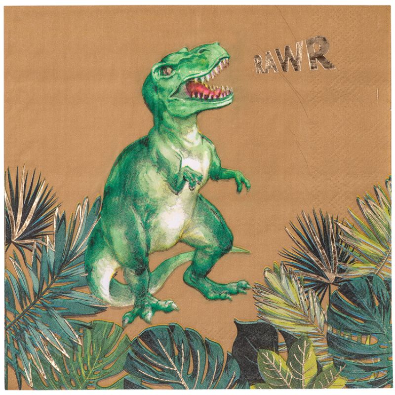 Lot de 16 serviettes en papier Dinosaure Party Arty Fêtes Factory