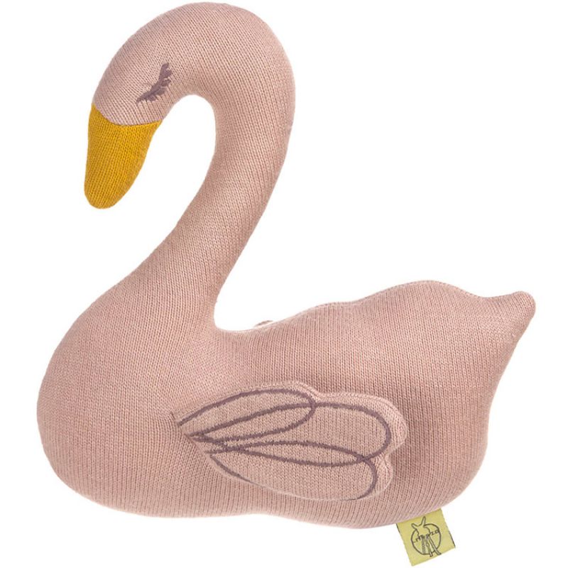 Hochet tricoté cygne rose Little Water (18 cm) Lässig