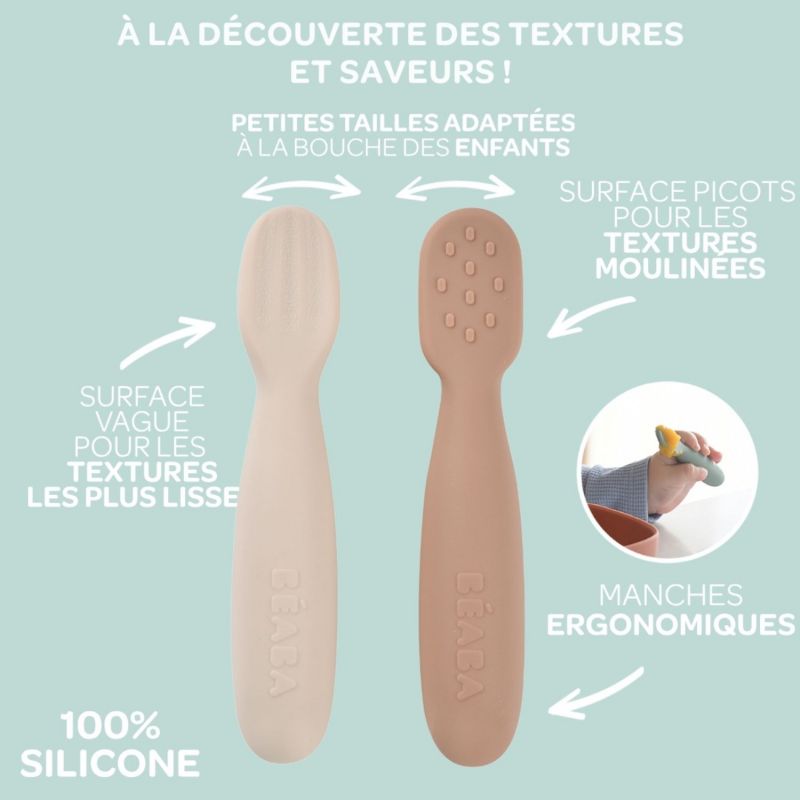 Lot de 2 précuillères en silicone Pralin et Argile Béaba Ambiance 4